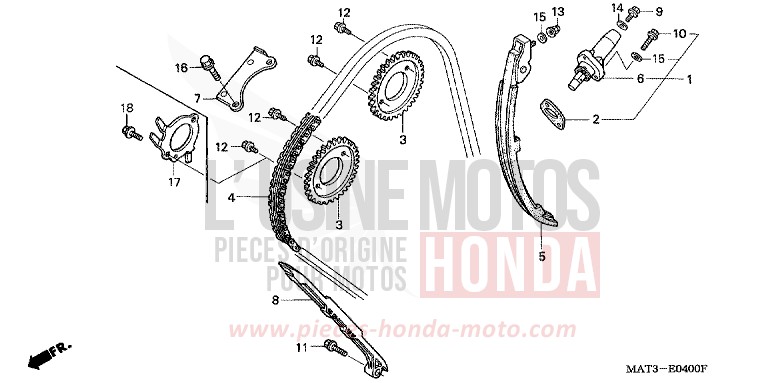 NOCKENWELLENKETTE/SPANNVORRICHTUNG von Super Blackbird CANDY GLORY RED-U (R101) von 1998